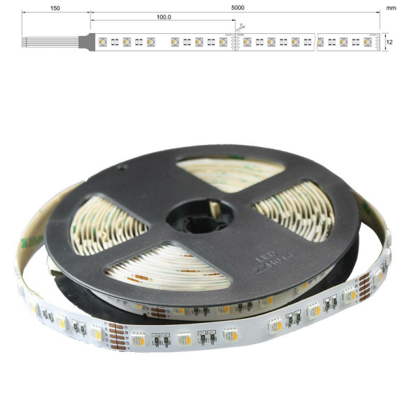LED Strip Band 5m mit 60/m 4in1 SMD LED 24V RGBWW (RGB und warmweiß) IP65