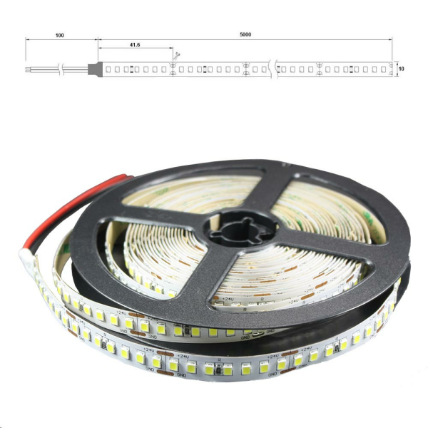 LED Lichtband 168 LED/M 5m Strip 21W/M mit 24VDC 2835 SMD Spritzwassergeschützt 2400 Kelvin
