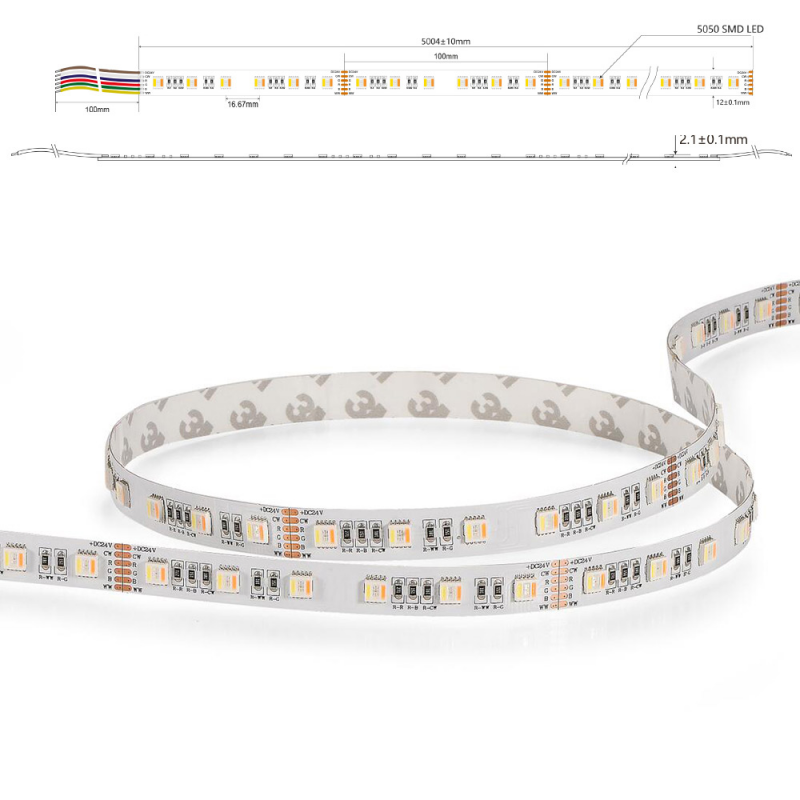 RGB+CCT LED Streifen für farbig u. dualweißes Lich