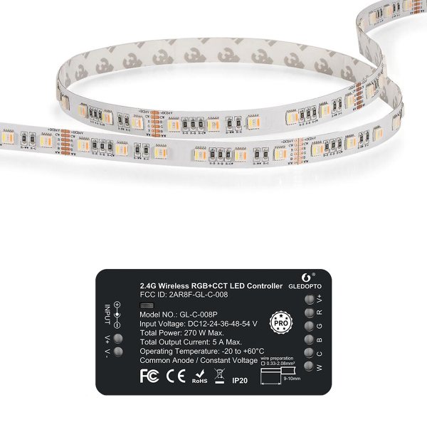 RGB+CCT Set Steuergerät und 5 Meter Stripe mit 60 LED/m ZigBee kompatibel
