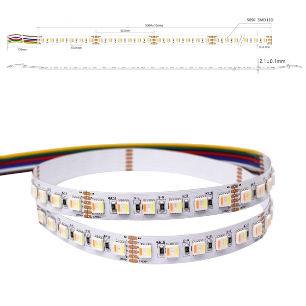 LED Lichtband RGB+CCT RGBWW Farbwechsel mit CCT W/WW 5in1 Chip Stripe IP65 96 LED/m