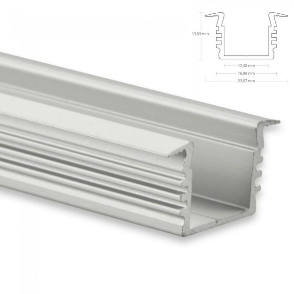 LED EINBAU-Profil 200 cm Aluschiene Hoch / Flügel Lichtband max. 12mm ohne Abdeckung