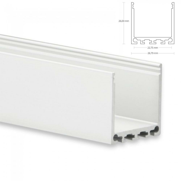 LED Aufbau-Profil 200 cm Aluschiene Hoch / Lichtband max. 24mm mit Abdeckung