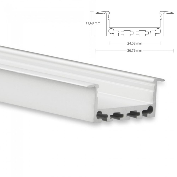 LED Aufbau-Profil 200 cm Aluschiene flach / Flügel /Lichtband max. 24mm ohne Abdeckung