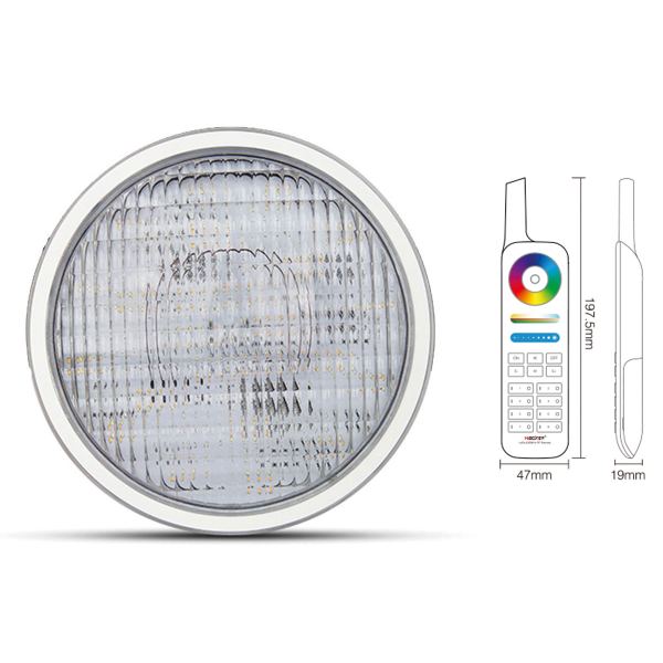 LED RGB+CCT Poolbeleuchtung mit RGB Farbwechsel und CCT MiLight PW01 Leuchtmittel mit Fernbedienung