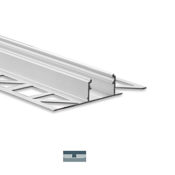 2m Fliesenprofill für LED Lichtband max. 14mm Flügel zum spachteln 2m Aluprofil einzeln