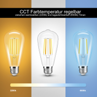 ST64 LED E27 Leuchtmittel ZigBee3.0 Pro Serie CCT Farbtemperatur Glas - Amber