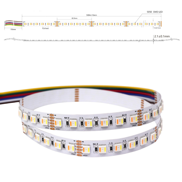 LED Lichtband RGBCCT Farbwechsel und Dualwhite CCT mit 1800-6500 Kelvin 96 LED/m