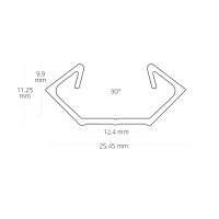 2m Eckprofil Eck-Profil 200cm max. 11mm LED Lichtbandbreite Schwarz Opale Abdeckung