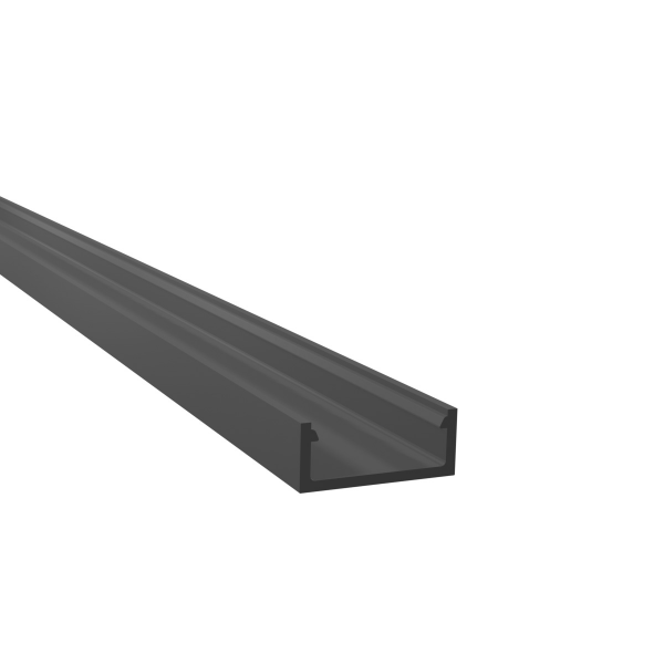 2m Aufbauprofil flach für maximal 13mm LED Lichtband A1 ohne Abdeckung Schwarz