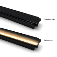 Aluminium LED Aufbauprofil 2m flach 14x7 mm für LED Streifen mit Abdeckung Schwarz / Schwarz