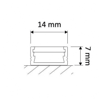 Aluminium LED Aufbauprofil 2m flach 14x7 mm für LED Streifen mit Abdeckung Weiß / Opal