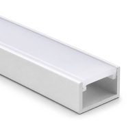 Aluminium LED Aufbauprofil 2m flach 14x7 mm für LED Streifen mit Abdeckung Weiß / Opal